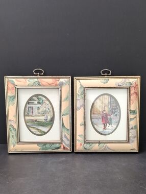 VGT,Set Of 2 Framed Decorative Lithograph Prints By Katherine Karnes Munn.